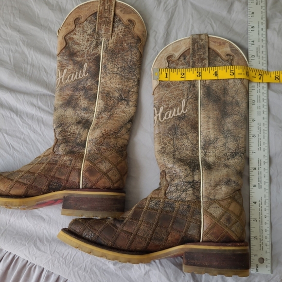 Tin Haul Women's SZ 5 Patches Sq. Toe Western Cowgirl Boot Rodeo Ranch Brown - Picture 12 of 12